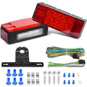 Nilight TL-20 2PCS Submersible Kit Low Profile Rectangular LED Stop Tail Turn Signal Side Marker Light on 12V RV Pickup Trucks Marine Boats Trailers