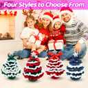 Crochet Christmas Tree Kit,Finished Product DIY Crochet Christmas Tree Kit Tree Bow Pearl Embellishment DecorationsSuitable for Christmas, Holidays, Parties Etc(Green+Red)