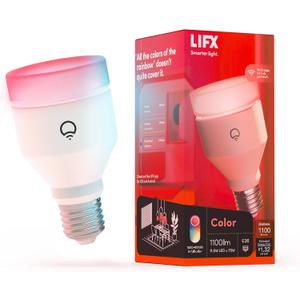 LIFX Color A19 Smart LED Light Bulb, 1100 Lumens, Billions of Colors + Tunable White, Wi-Fi 2.4GHz No Hub Required, Dimmable, Voice & App Control, Compatible with Alexa, Google Home & Siri