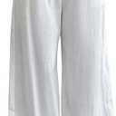 SHENHE Girl's Wide Leg Baggy Pants Drawstring Summer Boho Beach Palazzo Pants with Pockets, M, White