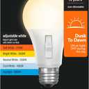 Feit Electric LED Dusk to Dawn Light Bulb, A21 100W Equivalent, 5CCT, Non-Dimmable, E26 Medium Base, 90 CRI, 1500 Lumens, Adjustable White, 15 Years Lifetime, OM100/5CCTCA/DD/LEDI