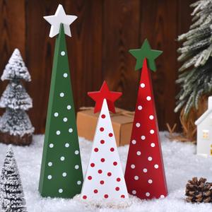 GHOSTMAGIC 3 Pcs Wooden Christmas Trees Tabletop Decorations, Rustic Xmas Tree Table Signs Double-Sided Tiered Tray Centerpieces Farmhouse Wood Sign Decor for Home Office Fireplace Farmhouse (3pcs)