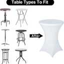 FestiCorp Spandex Table Cover, Cocktail Fitted Tablecloths, Round Highboy Stretch Table Covers Cloths for Party, DJ, Bar, Wedding, Birthday, Banquet, White, 30"-32" Diameter x 40"-43" Height
