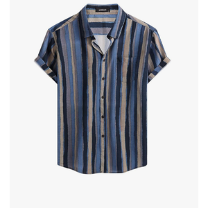 MCEDAR Mens Casual Short Sleeve Button Up Vintage Summer Hawaiian Beach Vacation Shirts, XL