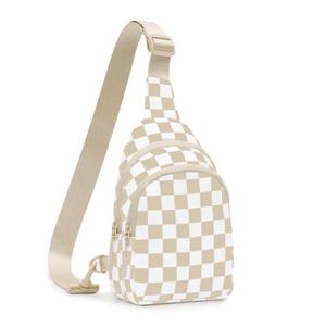 WSOJF Checkered Crossbody Bag Small for Women, Beige