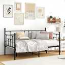 Daybed Twin Size Bed Frame,Mattress Foundation,Metal Slats Support,Platform Furniture,No Box Spring Needed, Large Under Bed Storage, Without Noise,Black