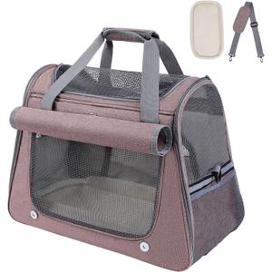 Airline Approved Soft-Sided Pet Carrier for Cats & Small Dogs - Ventilated Travel Bag with Removable Mat, Under 15 lbs, Red