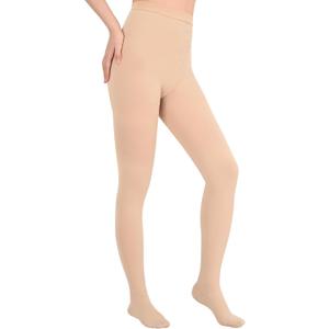 Compression Pantyhose for Women & Men, 20-30mmHg Compression Leggings, Waist High Medical Compression Stockings (XX-Large, Beige)