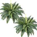 Dremisland Artificial Ferns for Outdoors,Set of 2 Bouquets 30" Diam Large Fake Hanging Ferns Artificial Boston Fern Fake Fern Plant Artificial Bush for Home Garden Porch Farmhouse Decoraction(2 PCS)