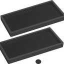 Silicone Countertop Tray  2 Piece Small Bathroom Vanity Organizer for Soap Dispenser, Lotion Bottles, Perfume, Candles, Keys  Shatterproof Sink Tray (2 Piece - Small (7.8" x 3.9" x 0.8"), Black)