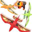 3 Pack Dinosaur Airplane Launcher Toys for Kids, Foam Airplanes for Kids Boys Toys with Stickers, Outdoor Flying Toys Birthday Gifts for 4 5 6 7 8 9 10 12 Year Old Boys Girls. (Red&green&orange)