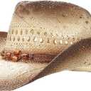 grinderPUNCH Western Outback Cowboy Hat Men's Women's Style Classic Straw Western Cowgirl Hat (Beige)