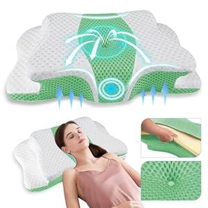 Pain Relief Cervical Pillow for Neck Support, Adjustable Ergonomic Pillow Cozy Sleeping, Odorless Orthopedic Memory Foam Pillows, Contour Bed Pillow for Side Back Stomach Sleeper