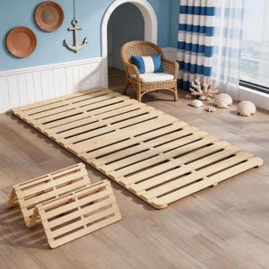 XIJIXILI Floor Bed Frame Japanese Bed Frame Breathable Moisture-Proof Foldable Slatted Bed Base Wooden Floor Platform Guest Tatami Mat