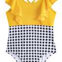 LIZENS Girls One Piece Swimsuit with Bright Colors Kids Swimwear Ruffle Swimsuit Beachwear (7-8 Years, Yellow)