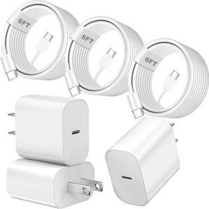 Fast iPhone 17 16 15 Charger Type C Charger Fast Charging Block,3Pack 20W Quick USB C Phone Chargers 6FT USB C Charging Cord for iPhone 17/17 Pro/17 ProMax/17 Air/16 Pro/16 ProMax/16e/15 ProMax/15Plus