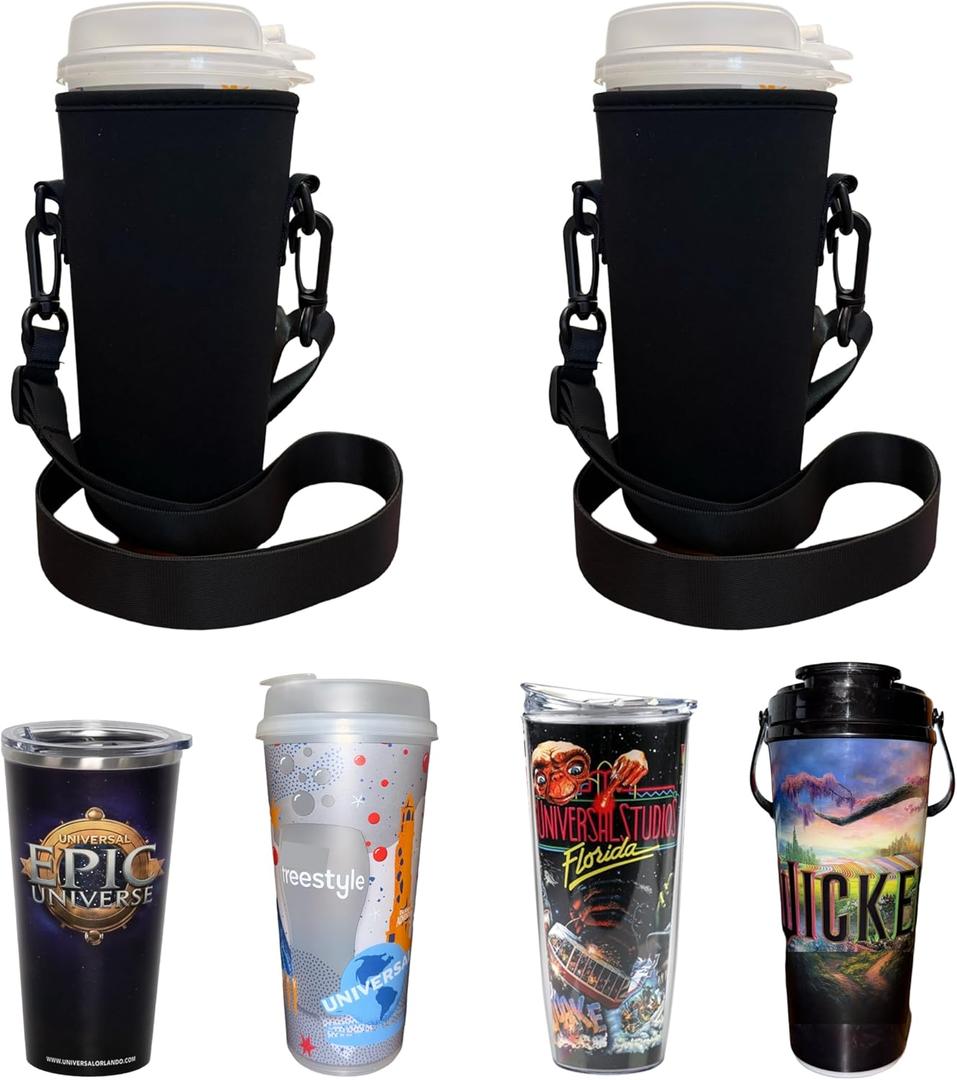 Universal Studios Must Haves Freestyle Cup Sling. Epic Universe Theme Park Essentials (Black, 2-Pack)