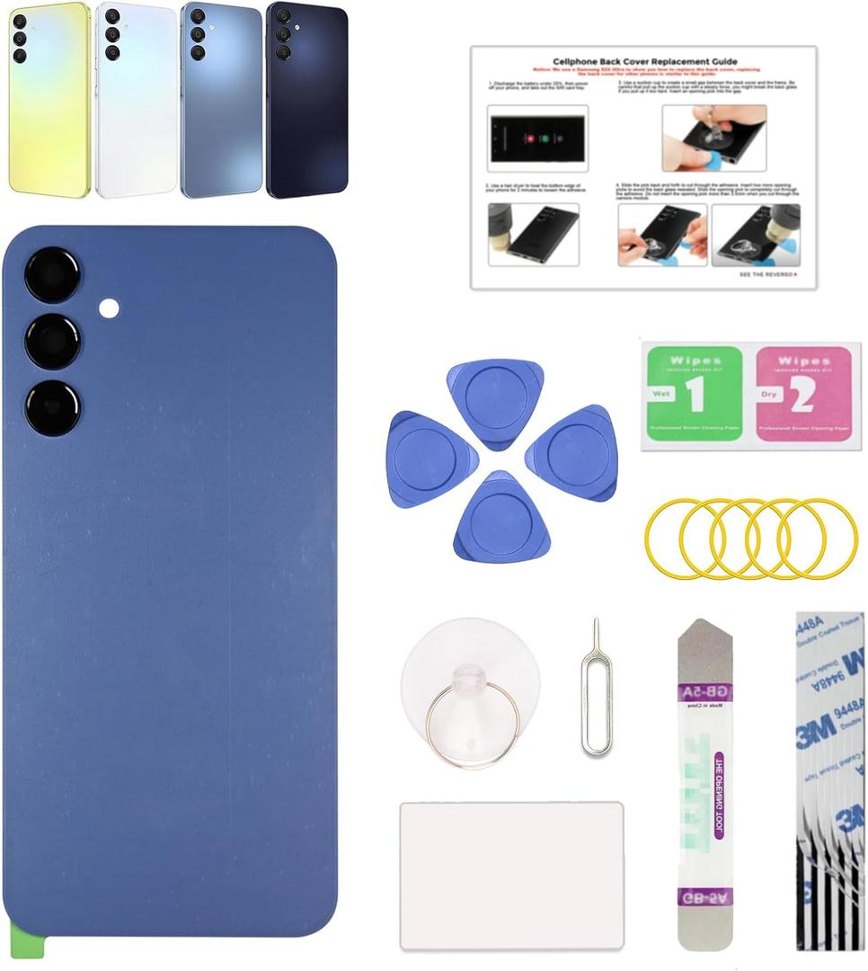 GREEN FUSION Galaxy A15 5G Back Cover Replacement  Compatible with SM-A156U/U1/P/B/W, with Pre-Installed Camera Lens, Adhesive, Tools & Guide  Optimistic Blue