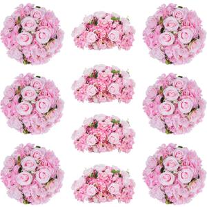Pink Flowers Balls for Centerpieces: 10 PCS 11.8" Diam Flower Centerpieces for Tables in Wedding Reception Decorations Arrangement for Party Celebration Planners