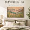 Framed Boho Mountain Canvas Wall Art, Vintage Wildflower Landscape 16x24in