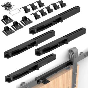 Barn Door Soft Close Hardware Kit, Barn Door Buffer Damper Stopper is Suitable for Most Flat Track Sliding Doors Systems.Supports Doors Weighing 88-132 lbs, No Hole Installation (Black 4pcs)