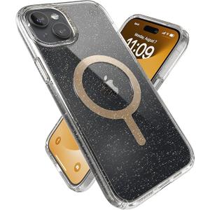 Speck Presidio Lux Clear/Glitter MagSafe iPhone 15 Plus Case  6.7 inch Slim Phone Case