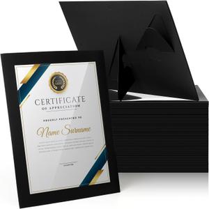 Tatuo 50 Pcs 8.5 x 11 Paper Picture Frames Document Horizontal Paper Certificate Holders Display Gallery Wall Frame Art with Easel Photo Certificates Degree Diplomas (Black)