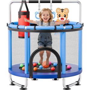  36" Trampoline for Kids with Enclosure Net & Safety Pad Adjustable Gymnastics Bar & Toys with ASTM CPC Certified Indoor/Outdoor Trampoline for Kids Age 3-12 + Birthday Gift
