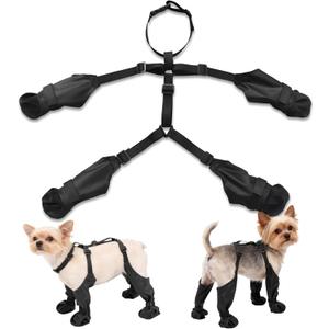 Varku Dog Suspender Boots,Waterproof Dog Leggings Winter Boots with Non-Slip&Dirty Sole,Adjustable Strap,Black Polyester All-Season Outdoor Protection