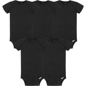 Gerber baby-girls 5-pack Solid Onesies Bodysuits (0-3 Months, Black)