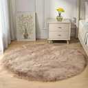 Goolela Beige Round Rug 4ft Fluffy Sheepskin Faux Fur Rug for Bedroom Bedside Living Room Fuzzy Furry Circle Carpet