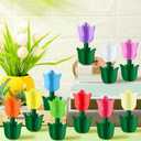 Wenqik 10 Pcs Spring Decorations for Home 3D Wooden Tulip Decor Assorted Color Tulip Figurines Set, Rustic Spring Tiered Tray Decor for Easter Party Home Shelf Table Centerpiece MotherS Day Gifts