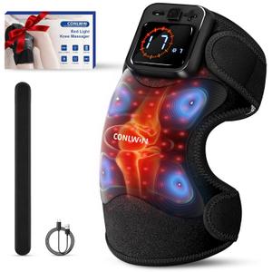 4-in-1 Cordless Knee Massager with Heat and Red Light Therapy for Knees, 6 Vibration & 4 Pulses Knee Pain Relief Device for Shoulder Elbow, Perfect for Women Men Seniors