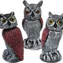 3-Pack Owl for Bird Deterrent - Weatherproof Bird Repellent Devices for Outdoor Use - Plastic Owls to Scare Birds Away and Control Garden Pests