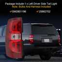 Tail Lights Assembly Driver Side with Bulbs Compatible With 2007-2014 Chevy Suburban 1500 2500,Tahoe Suburban GM2801196 25862702 Left Tail Light Rear Lamp