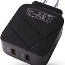 2 x e-ART USB Wall Charger 28W Dual Port QC3.0 Amps Fast Charging Block with LED Indicator, USB Cube Adapter Plug in Gift Box for iPhone 14 13 12 11 Pro Max XR Xs, Samsung, Android Phones, Tablet (Black)