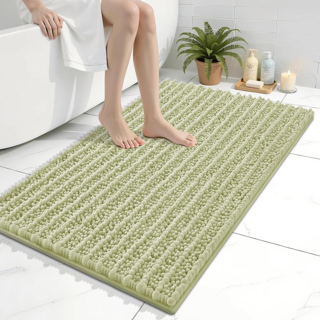 Arotive Luxury Bathroom Rugs 36x24, Extra Soft Thick Absorbent Shaggy Chenille Bath Rugs, Non-Slip Machine Wash Dry, Bath Mats for Bathroom Floor, Tub and Shower, Home Decor Accessories, Vanilla