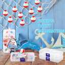24 Sets Fishing Party Favors Candy Mini Tackle Boxes with 48 Red White Floater &Thank You Cards for Fishing Theme Party Supplies and Decorations