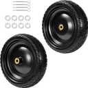 LTNICER 13" Tire Compatible with Gorilla Cart, 4.00-6 Flat Free Solid Tire and Wheel (Solid Polyurethane) for Wagon, Wheelbarrow, Yard Trailers-5/ 8" Bearings, Offset Hub 2.1" (2 Pack)