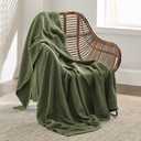 Bedsure Gentlesoft 100% Cotton Blanket Twin XL Size for College Dorm -Cooling Breathable and Soft for Summer, Waffle Weave Twin Blanket for Bed, Dorm Room Essentials, Moss Green, 66x90 inches