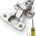 Ravinte 20 Pack 10 Pairs 1/2 Inch Overlay Brushed Nickel Short Arm Kitchen Cabinet Hinges,Soft Close 105 Degree Concealed Hinges with Screwdriver and Mounting Screws Used for Face Frame Door