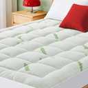 Mattress Pad Queen Size, Cooling Pillow Top Mattress Topper, Ultra Soft Viscose Made from Bamboo, Breathable for Hot Sleepers, Deep Pocket 8"-20", Green