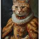 Cat Canvas Wall Art Medieval Renaissance Cats Picture Wall Decor Cute Animal Wall Decor Vintage Painting Framed Artwork Home Decor(Artwork-1,16"x24")