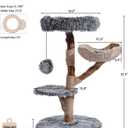 Sopapets Solid Wood Cat Tree for Large Cat, 41.3" Modern Cat Tower with Heavy Duty Real Branch & Hand-Woven Basket, Sisal Scratching Posts & Cozy Bed, Luxury Furniture for Indoor & Maine Coon, Gray
