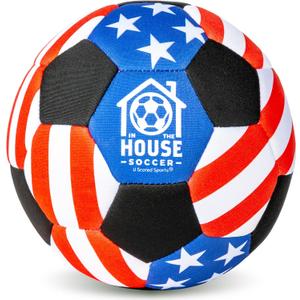 in The House Soccer Ball - Indoor Size 4 Padded Soccer Ball for Girls (Ages 3+), Boys (Ages 3+) & Adults - Bring Soccer Practice Home - Perfect for Juggling - Gift for Soccer Player (Stars & Stripes)