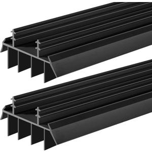 2 Pcs 36 Inch Vinyl Replacement Door Bottom,1-3/4 Inch Wide Replacement Door Bottom with Vinyl Fins, Threshold Seal Bottom of Door Weatherstrip Kerf Weather Stripping for Bottom Door Exterior (Black)