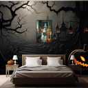 Trendy Halloween Bathroom Ghost Wall Art Ghost On Toilet Reading Newspaper Canvas Posters Goth Dark Academia Horror Prints Painting For Living Room Bedroom Wall Decor 16x24in Unframed (16L" x 24W")