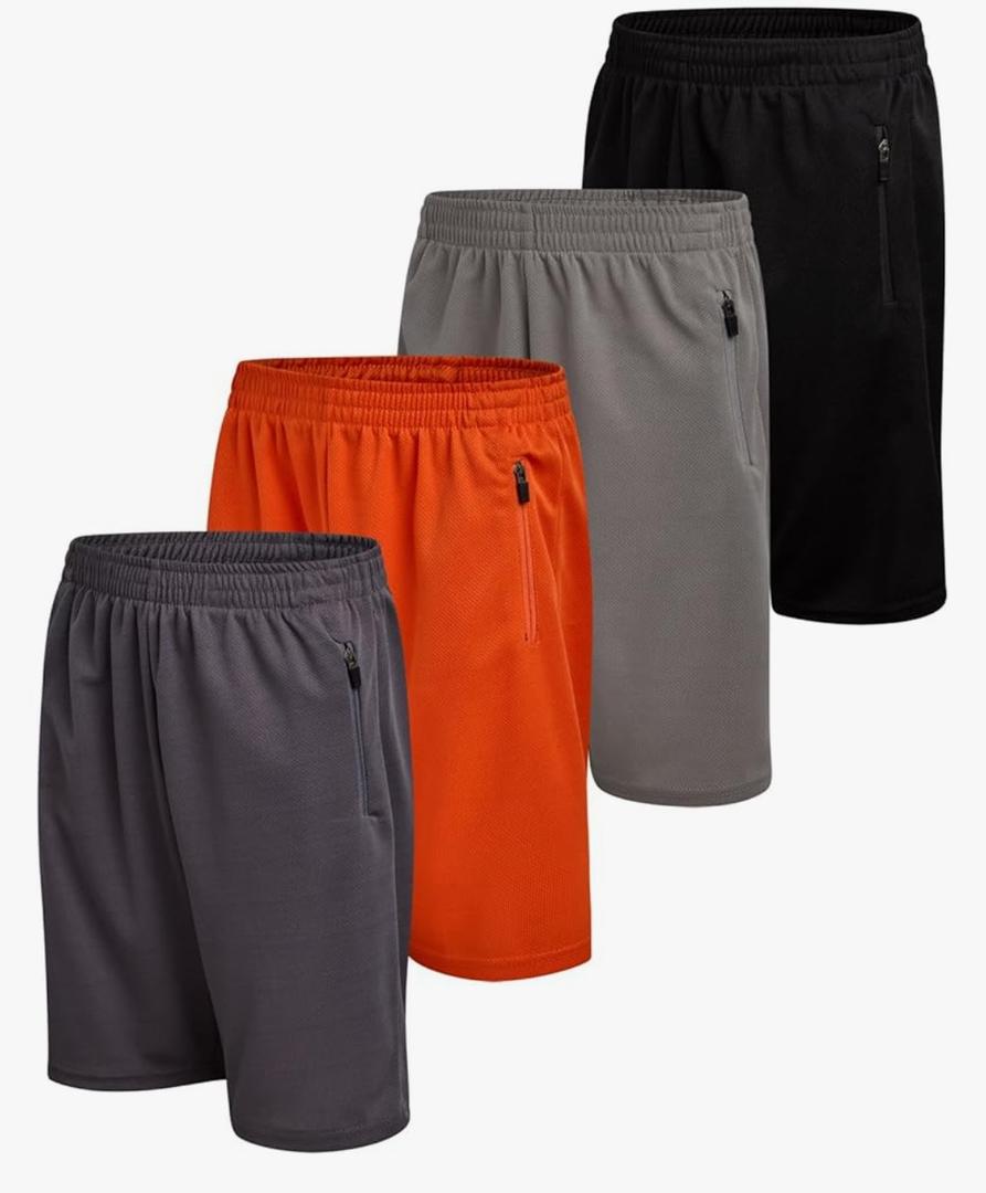 Athlete Boys Basketball Shorts - 4 Pack Mesh Athletic Shorts for Boys - Gym Shorts for Workout and Running (Size: 5-16)