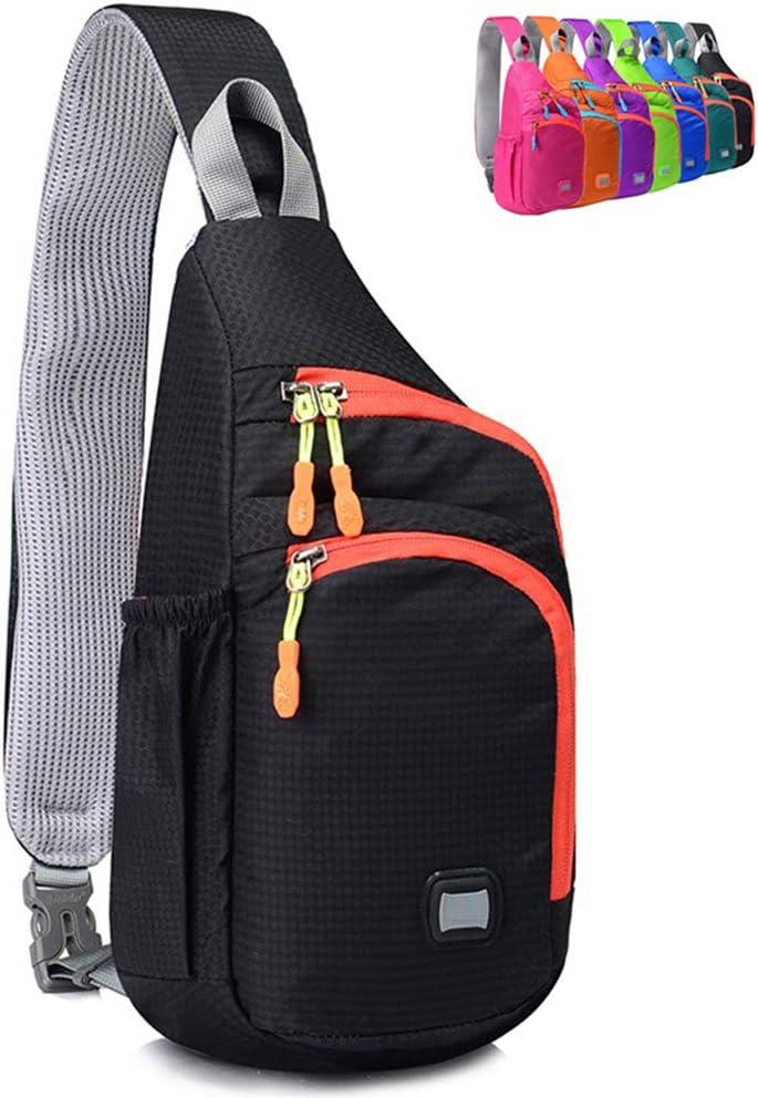 Peicees Small Sling Backpack Waterproof Unisex Shoulder Bag Chest Crossbody Daypack (Black)