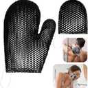 Vesici 2 Pcs Honeycomb Exfoliating Glove Set Exfoliating Bath Mitt Honeycomb Face and Body Scrubber Shower Mitt Sponges for Cleaning Body Shower Face Skin Beauty Spa(Black)